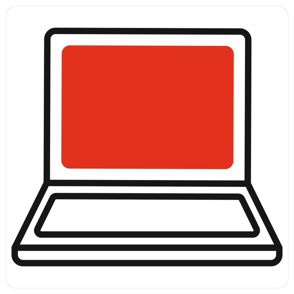 Laptop icon in red color vector