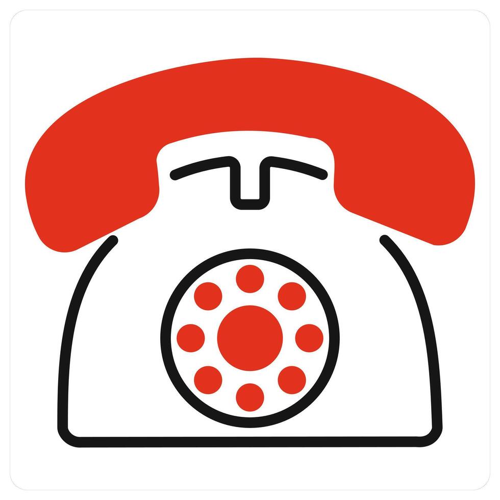 Telephone icon in red color vector