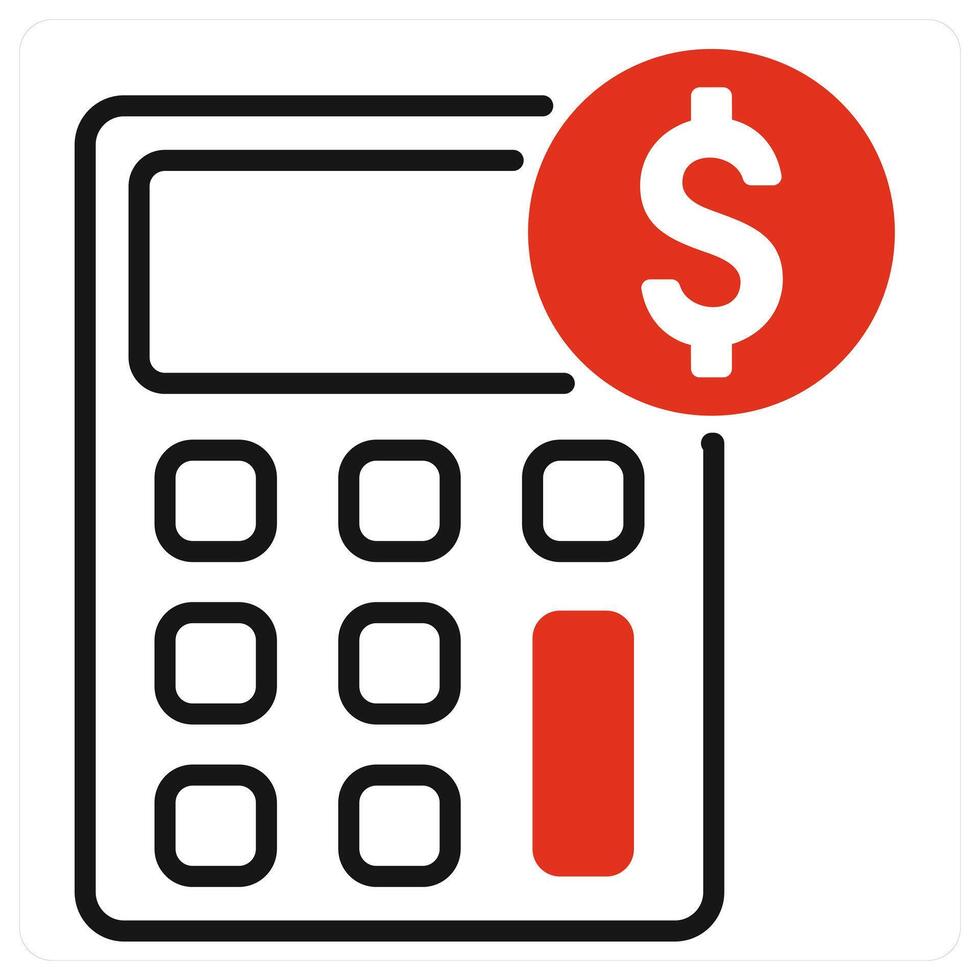 Calculator icon in red color vector