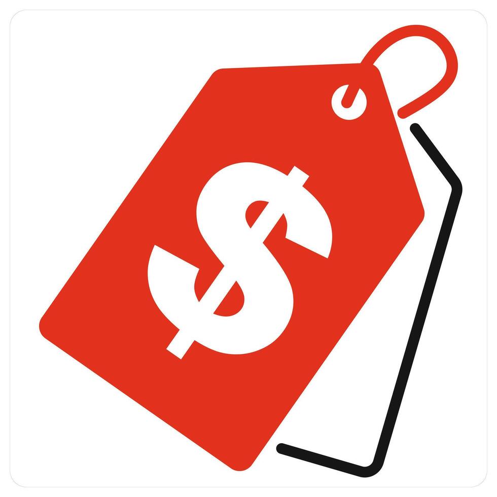 Price Tag and label icon in red color vector
