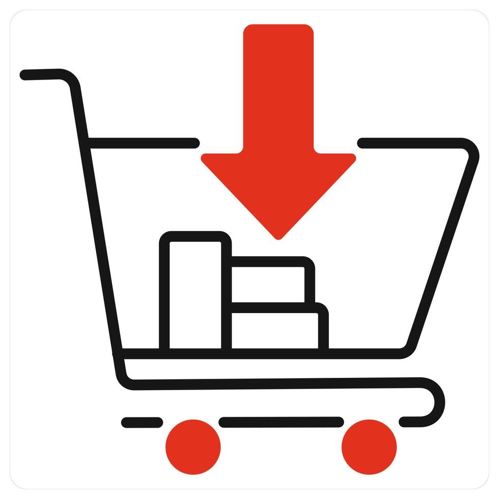 Cart icon in red color vector