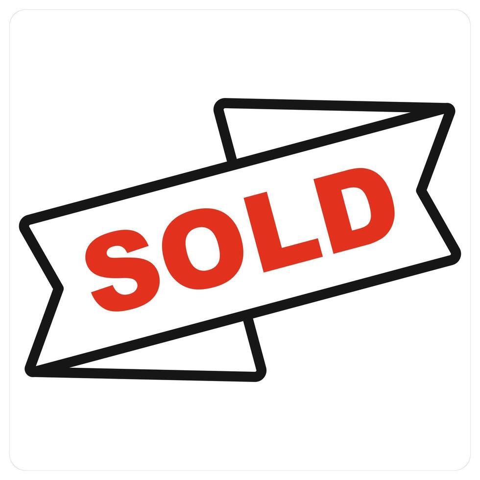 Sold icon in red color vector