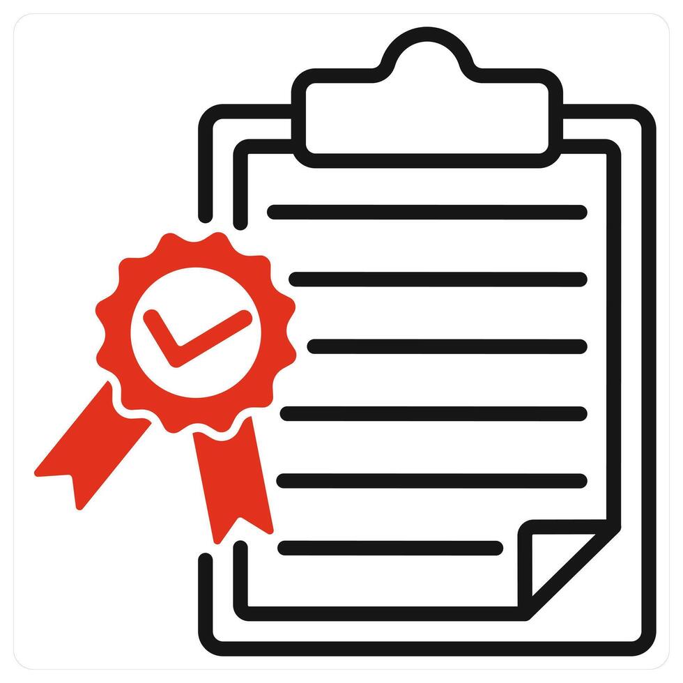 Quality Certificate icon in red color vector