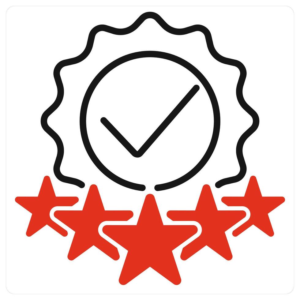 Rating Check icon in red color vector