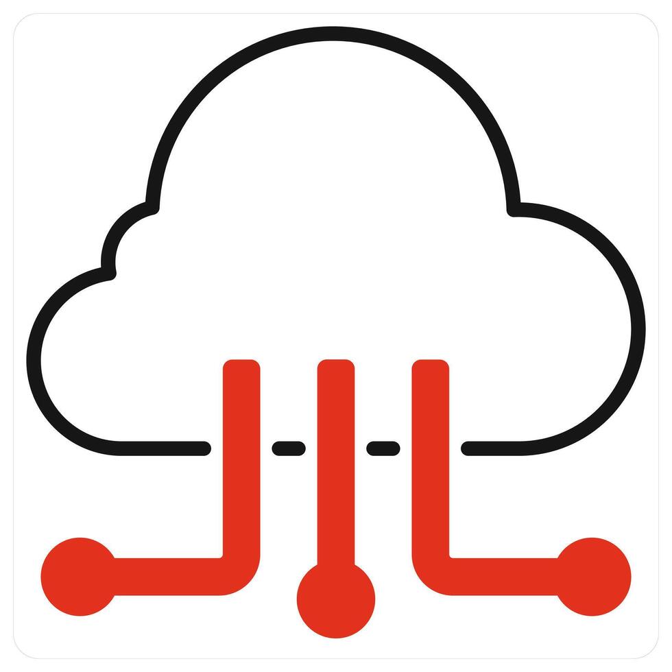 Cloud Computing icon in red color vector