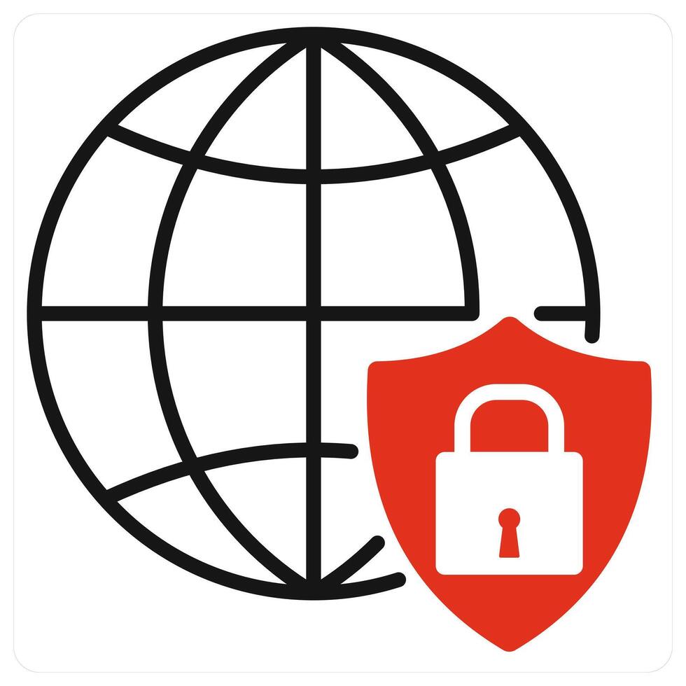 Network Security icon in red color vector