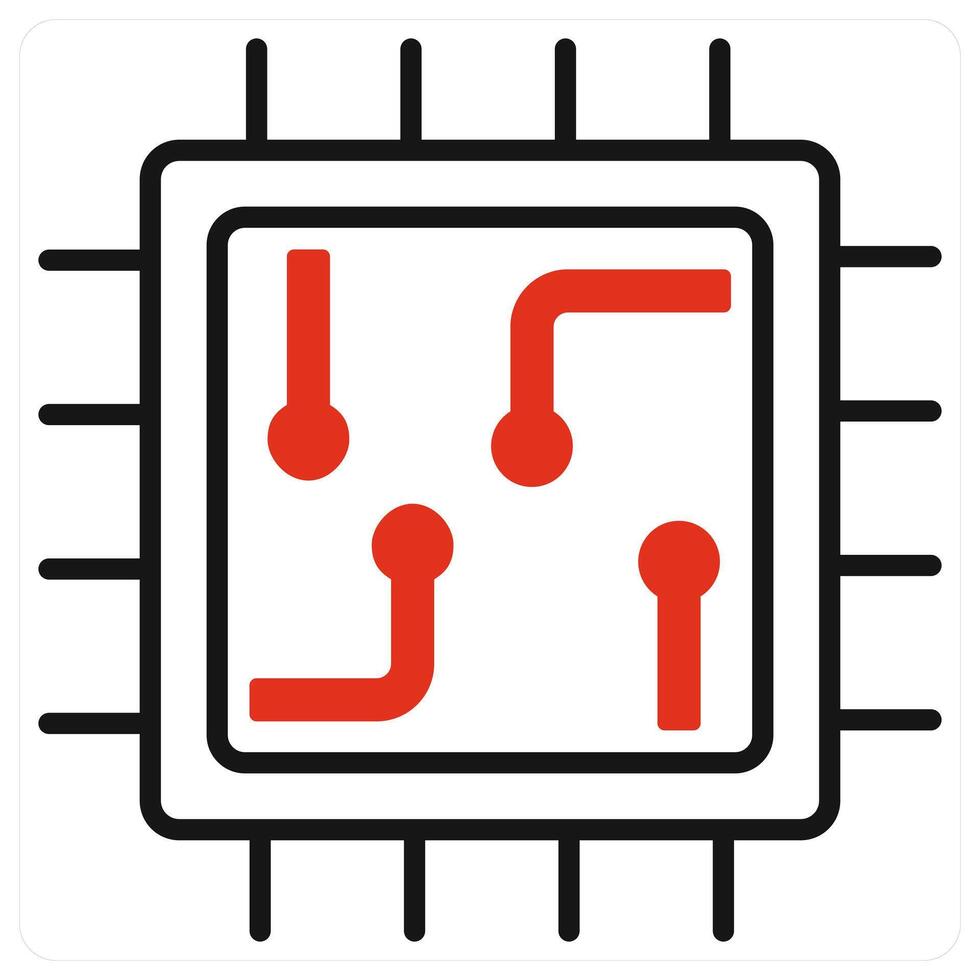 Chip icon in red color vector