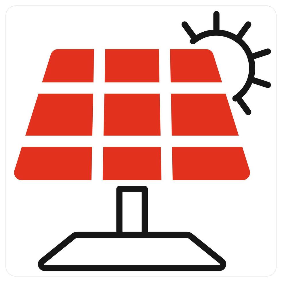 Solar Panel icon in red color vector