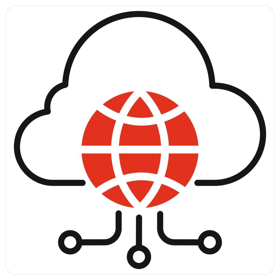 Cloud Network icon in red color vector