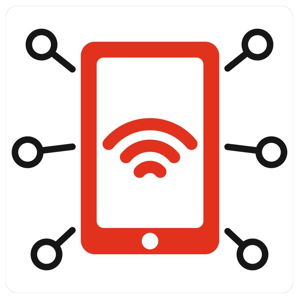 NFC Technology icon in red color vector