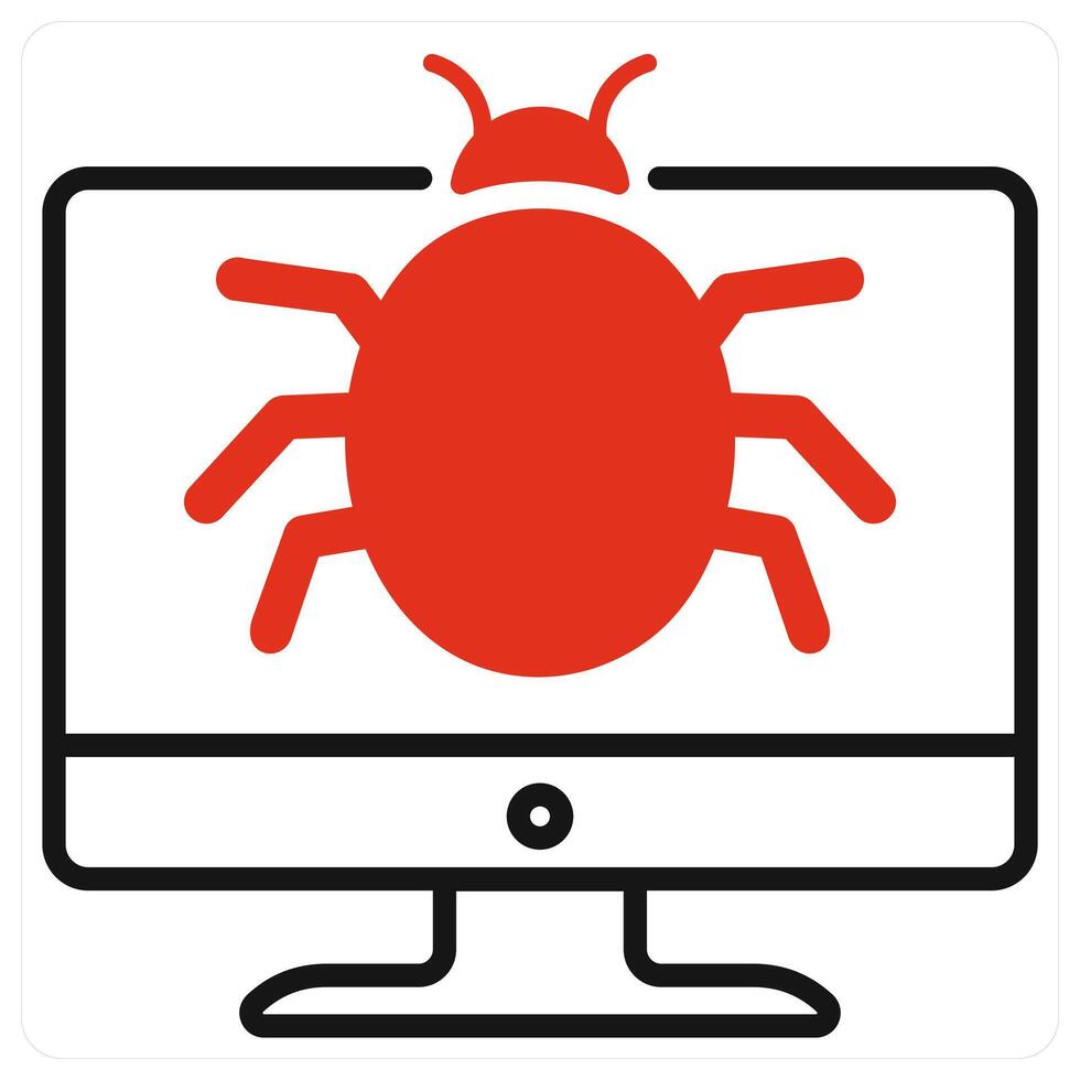 Bug icon in red color vector