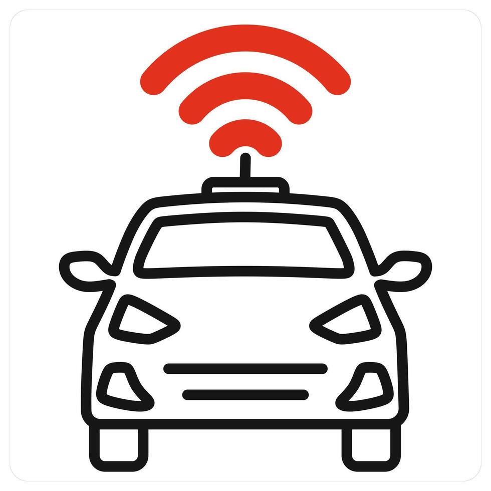 Autonomous Car icon in red color vector