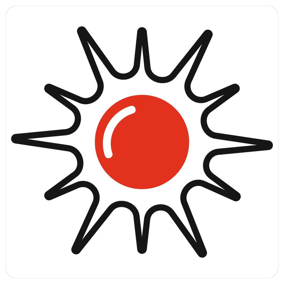 Sun icon in red color vector