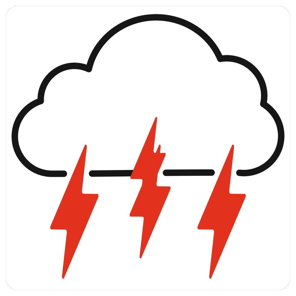 Lightning icon in red color vector