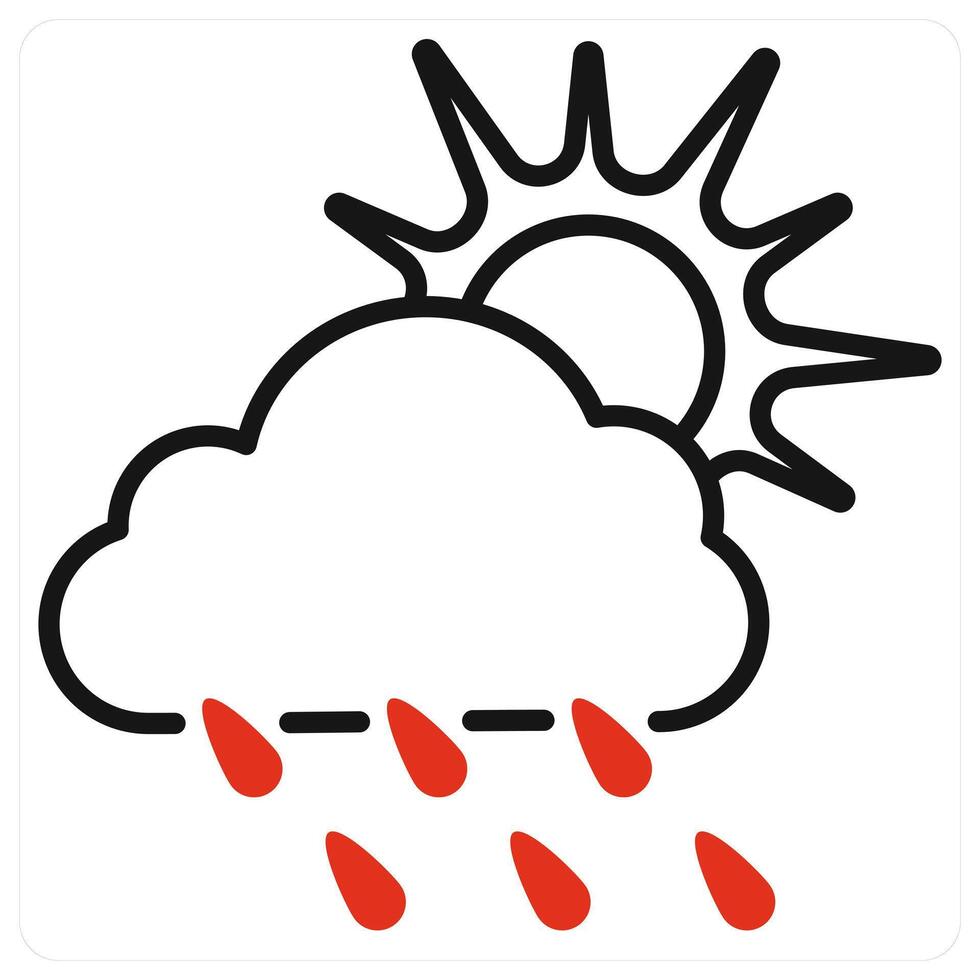 Cloudy And Rain icon in red color vector