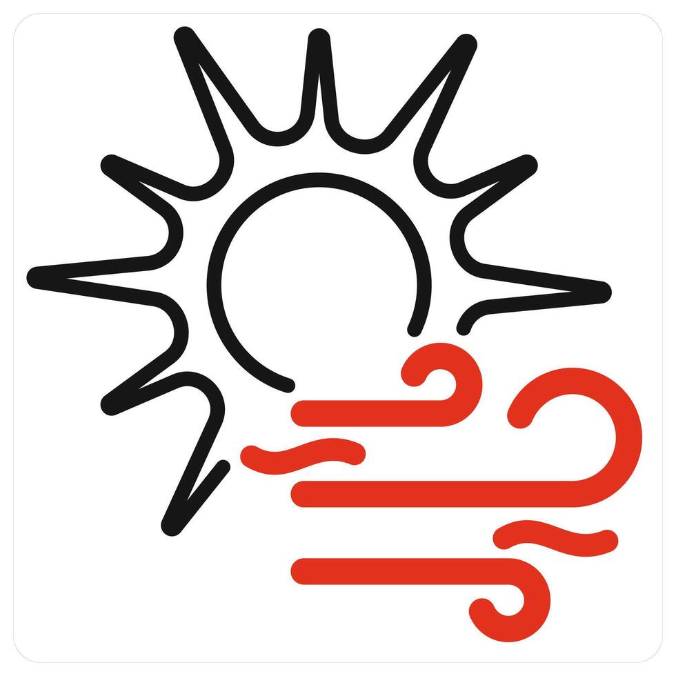 Wind and Sun icon in red color vector