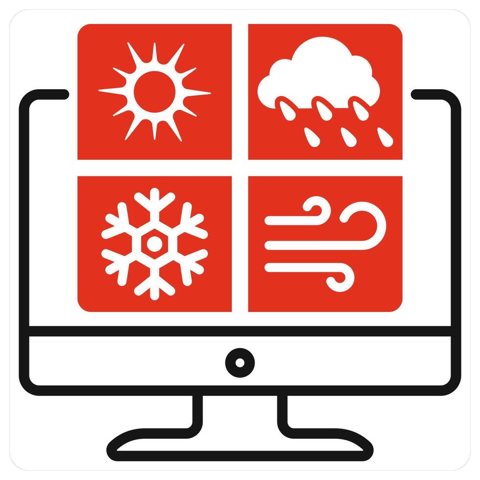 Weather Report icon in red color vector