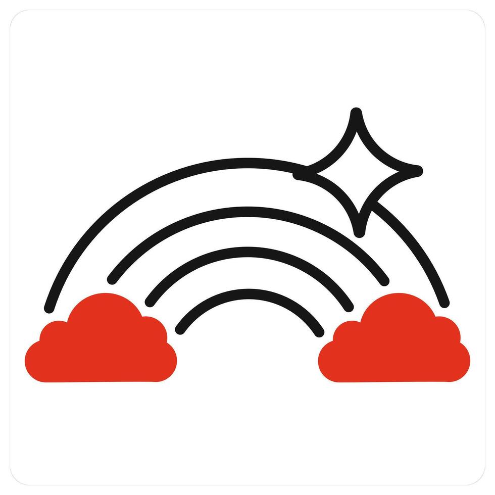 Rainbow icon in red color vector