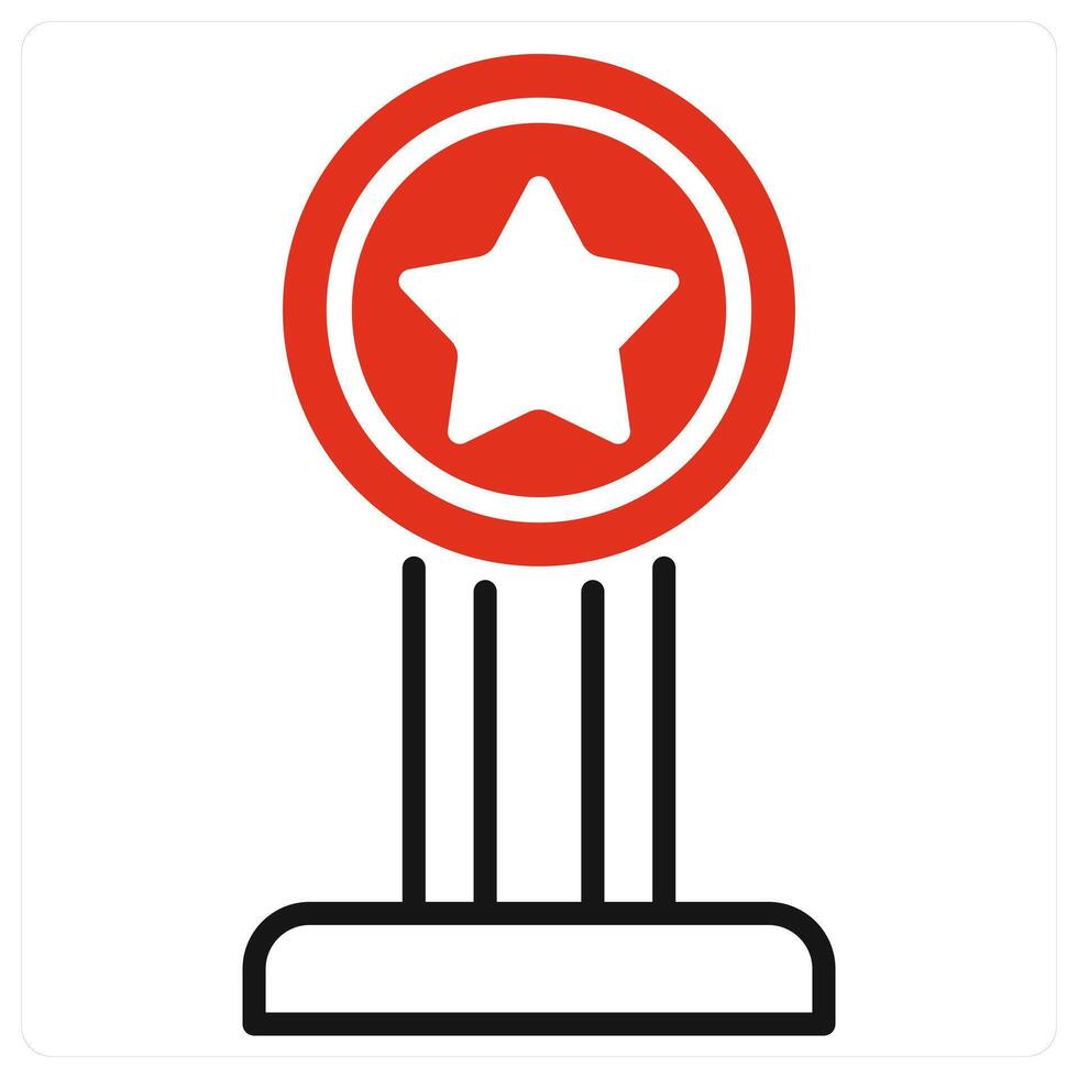 Trophy and victory icon in red color vector