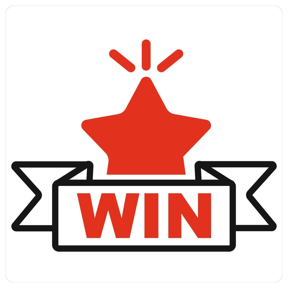 Win and success icon in red color vector