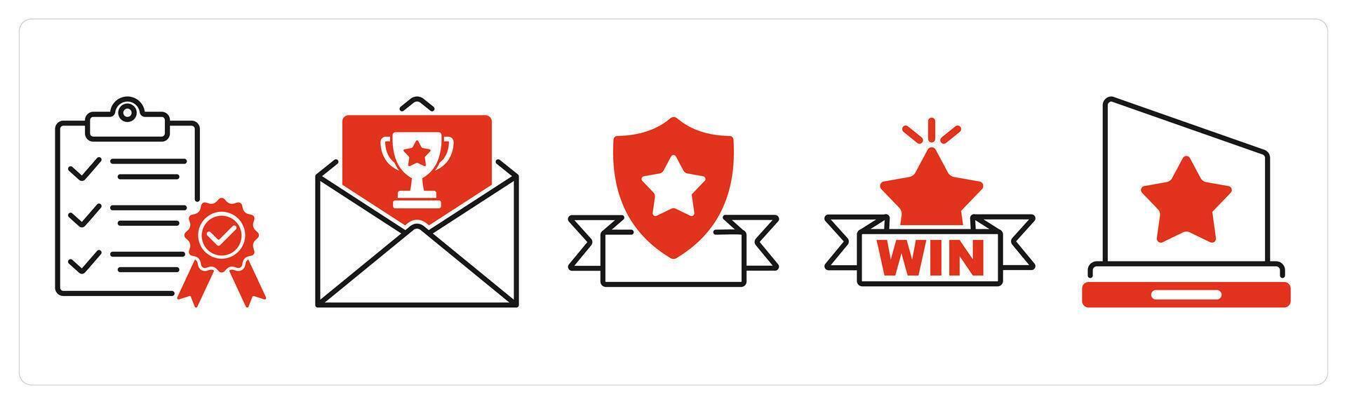 Five Award icons as qualified, award invitation, award vector