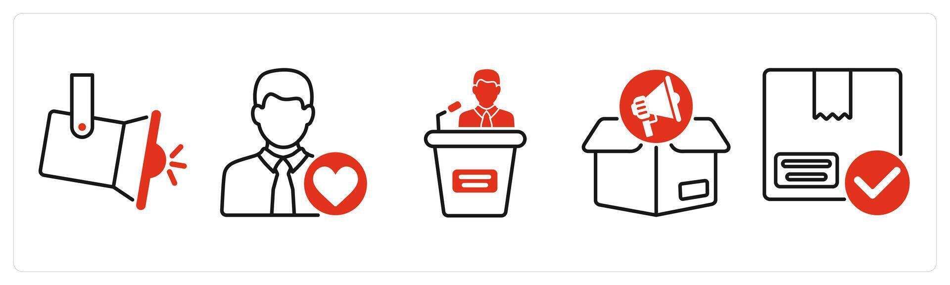 Five Influencer icons as spotlight, trendy influencer, speech vector