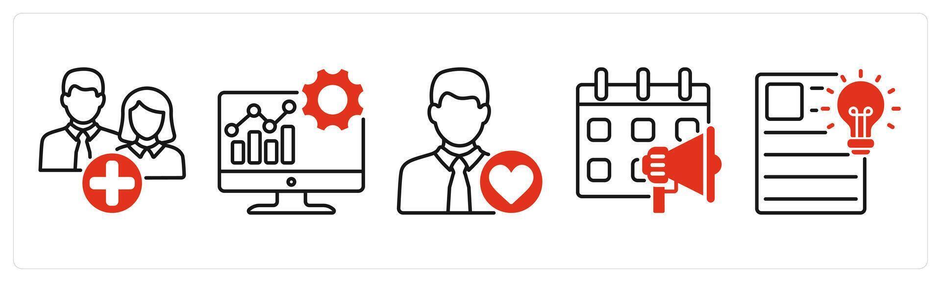 Five Influencer icons as follower, data driven, trendy influencer vector