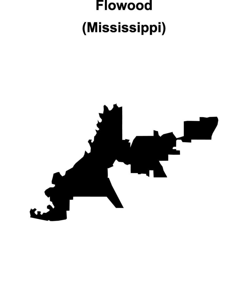 Flowood, Mississippi blank outline map vector