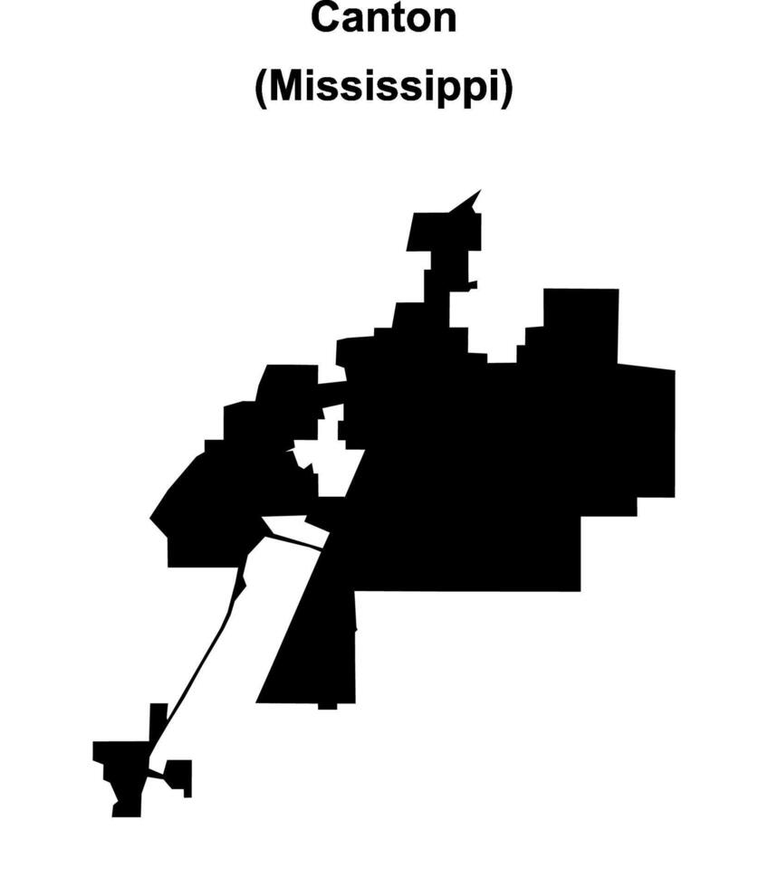 Canton, Mississippi blank outline map vector
