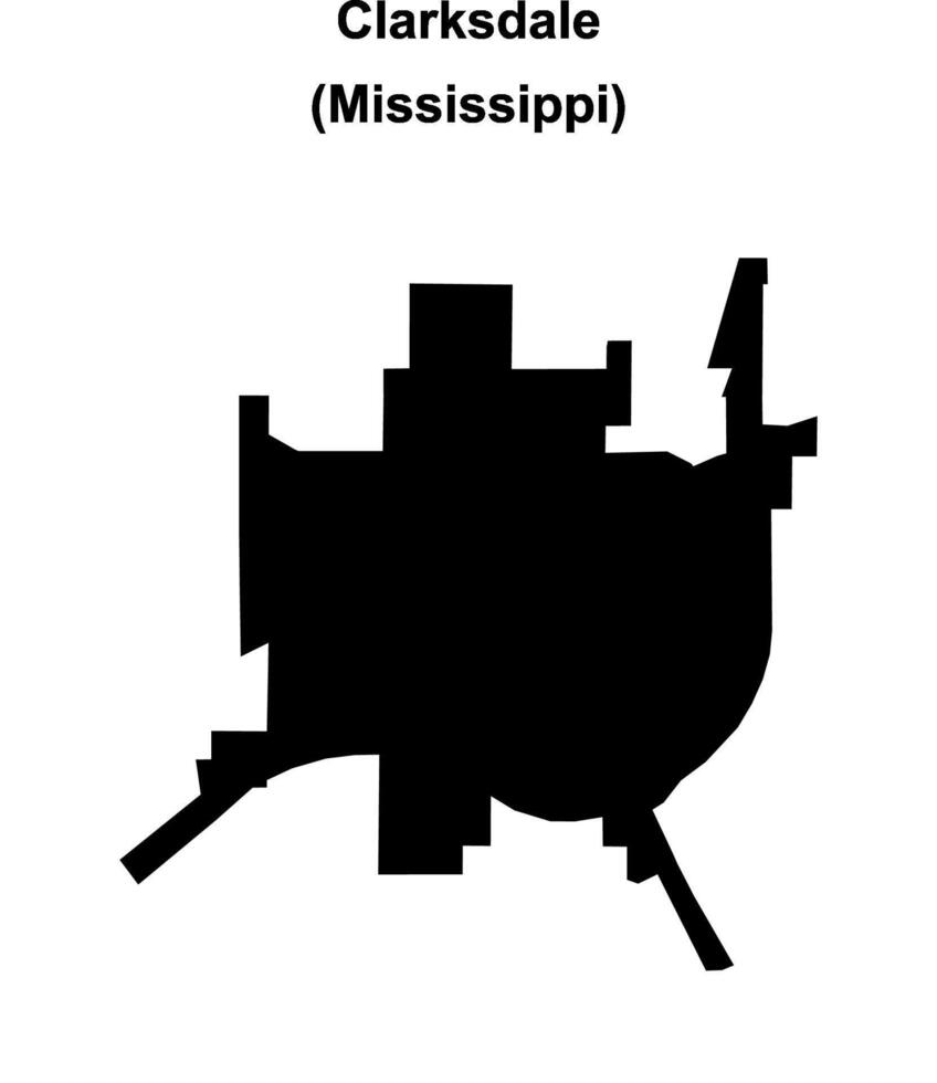 Clarksdale, Mississippi blank outline map vector