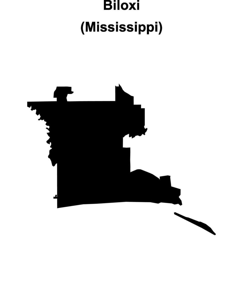 Biloxi, Mississippi blank outline map vector