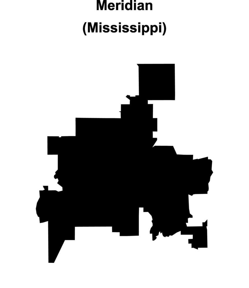 Meridian, Mississippi blank outline map vector