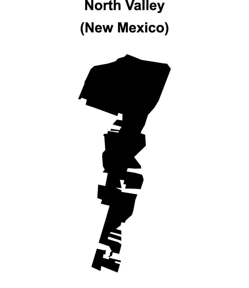 North Valley, New Mexico blank outline map vector