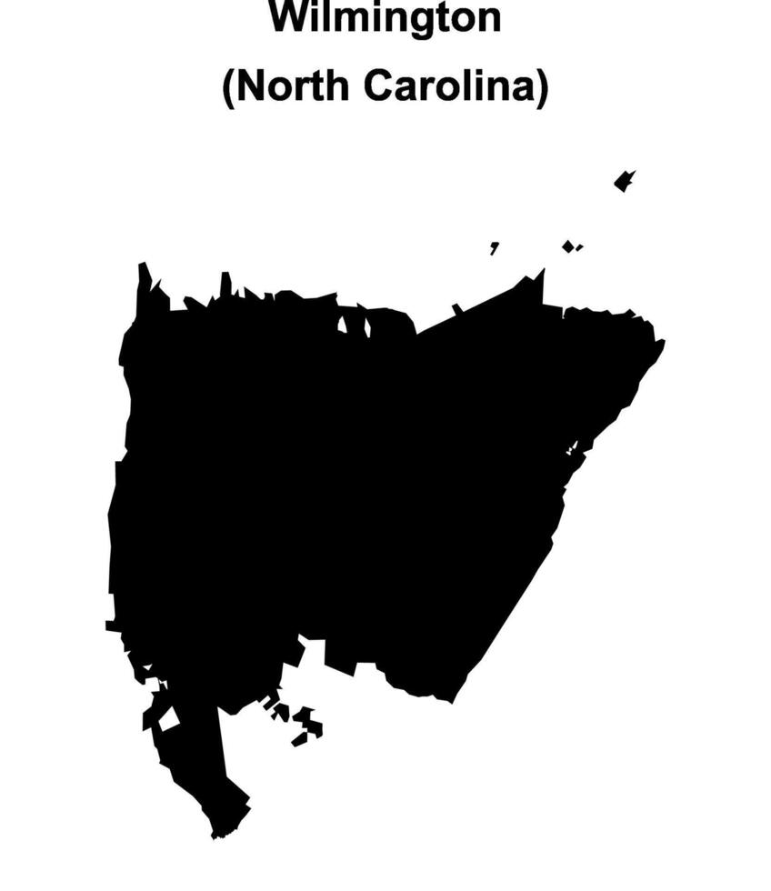 Wilmington, North Carolina blank outline map vector