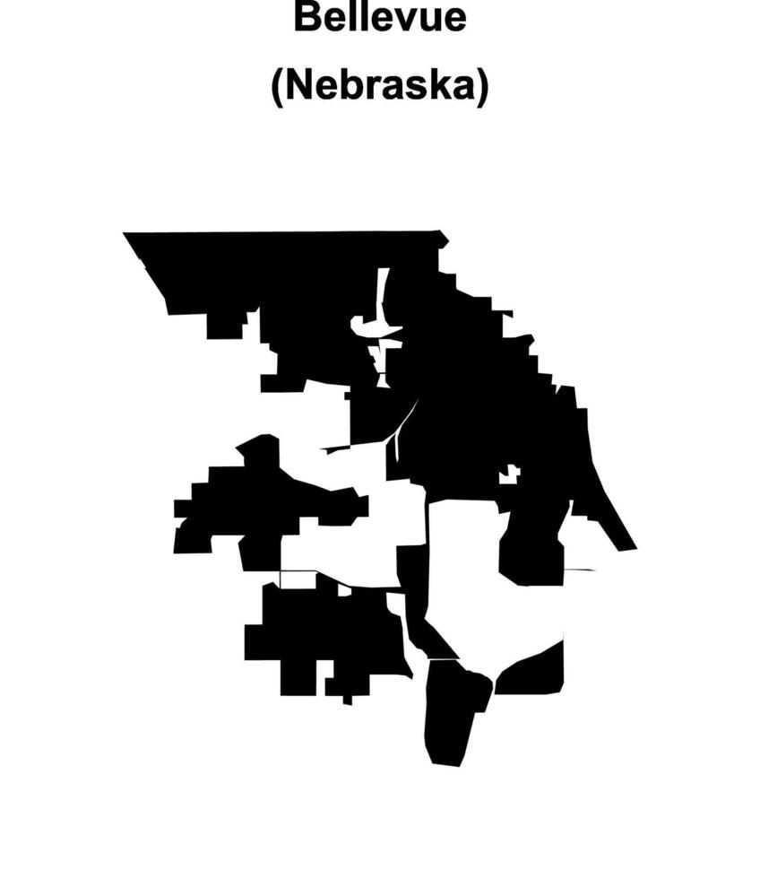 Bellevue, Nebraska blank outline map vector