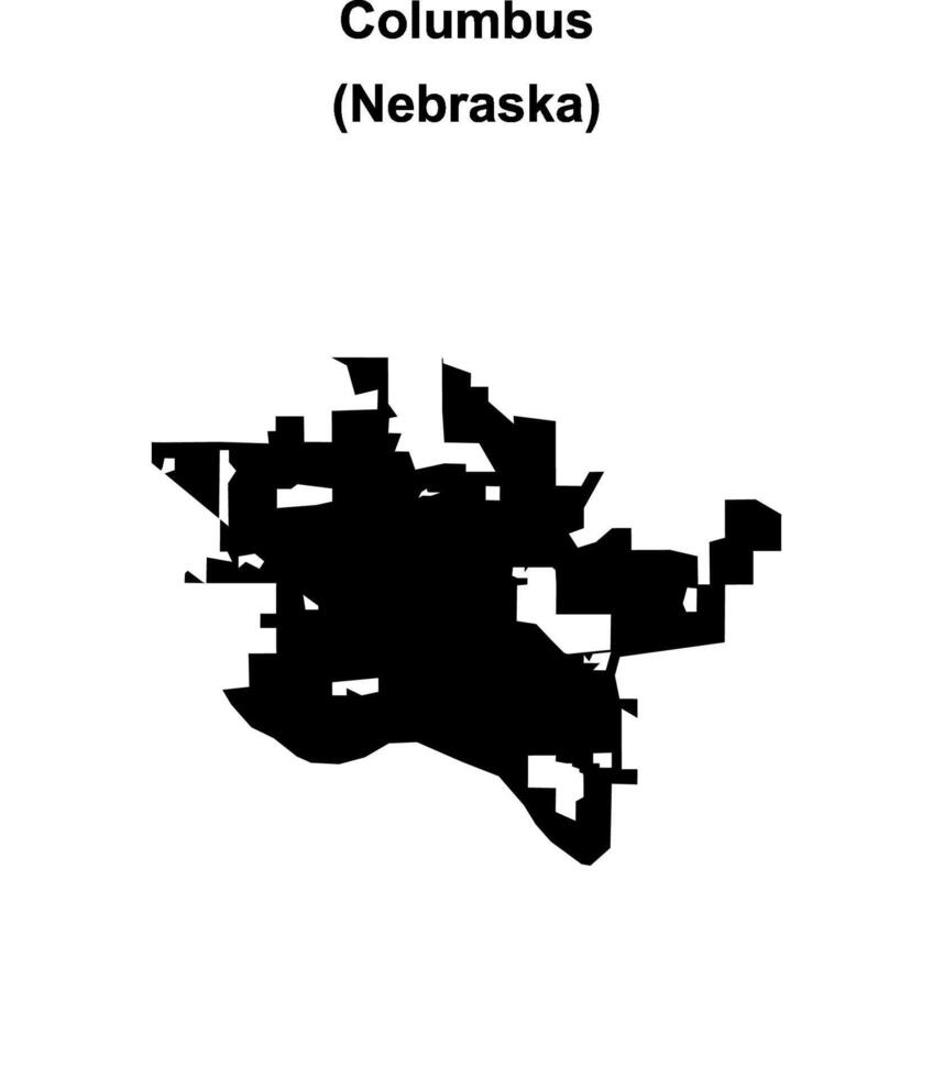 Columbus, Nebraska blank outline map vector