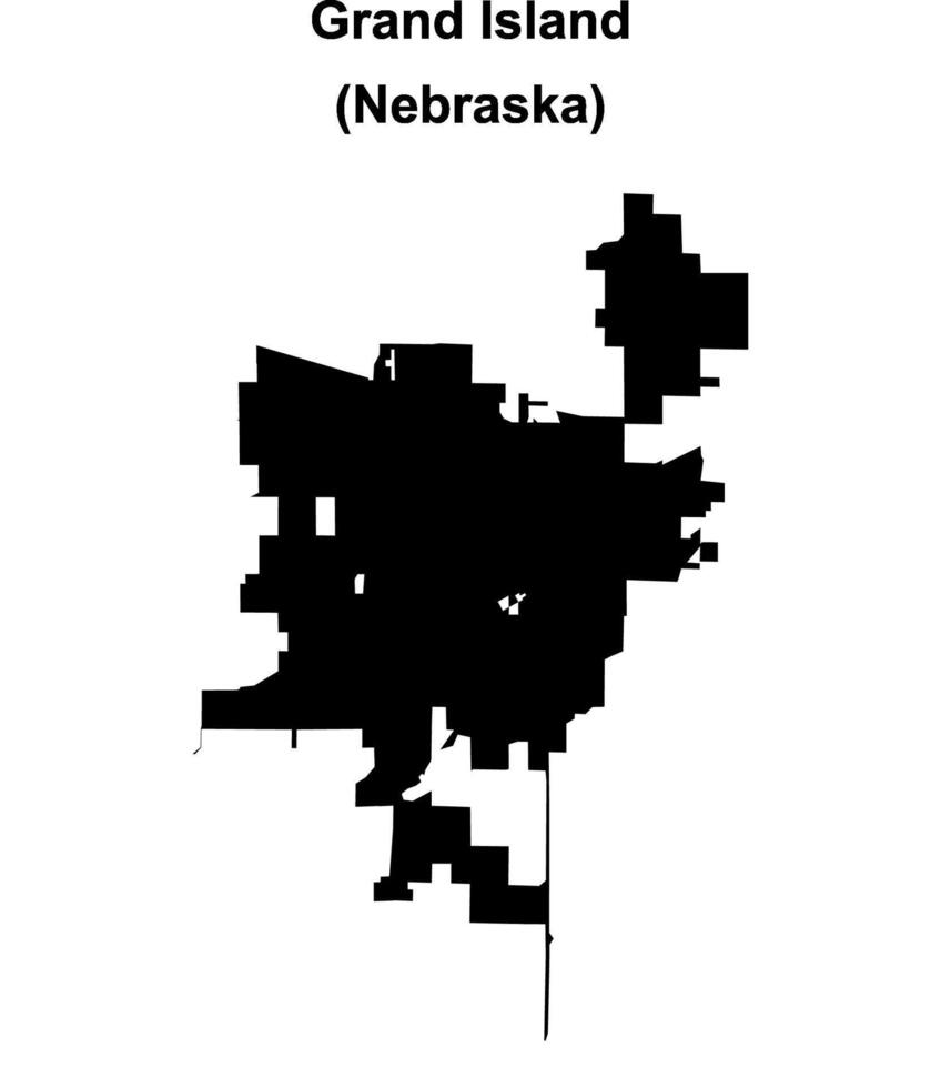 Grand Island, Nebraska blank outline map vector