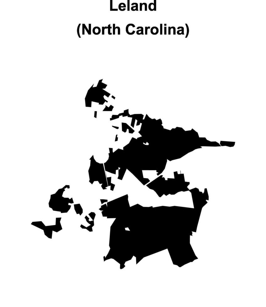Leland, North Carolina blank outline map vector