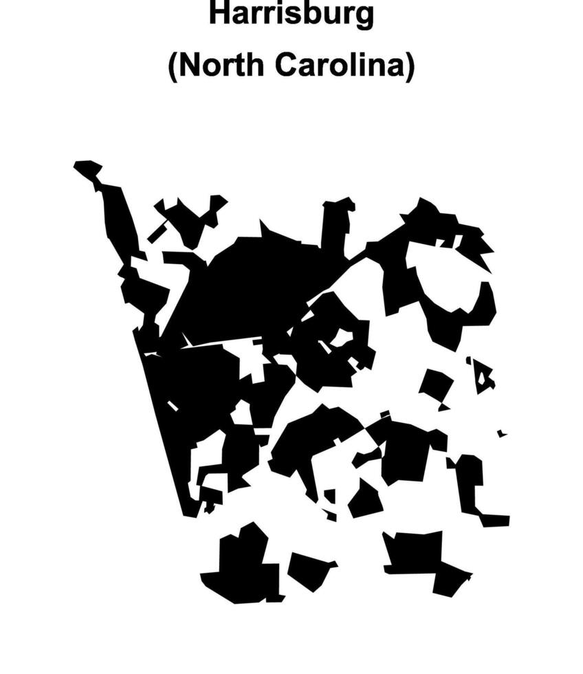 Harrisburg, North Carolina blank outline map vector