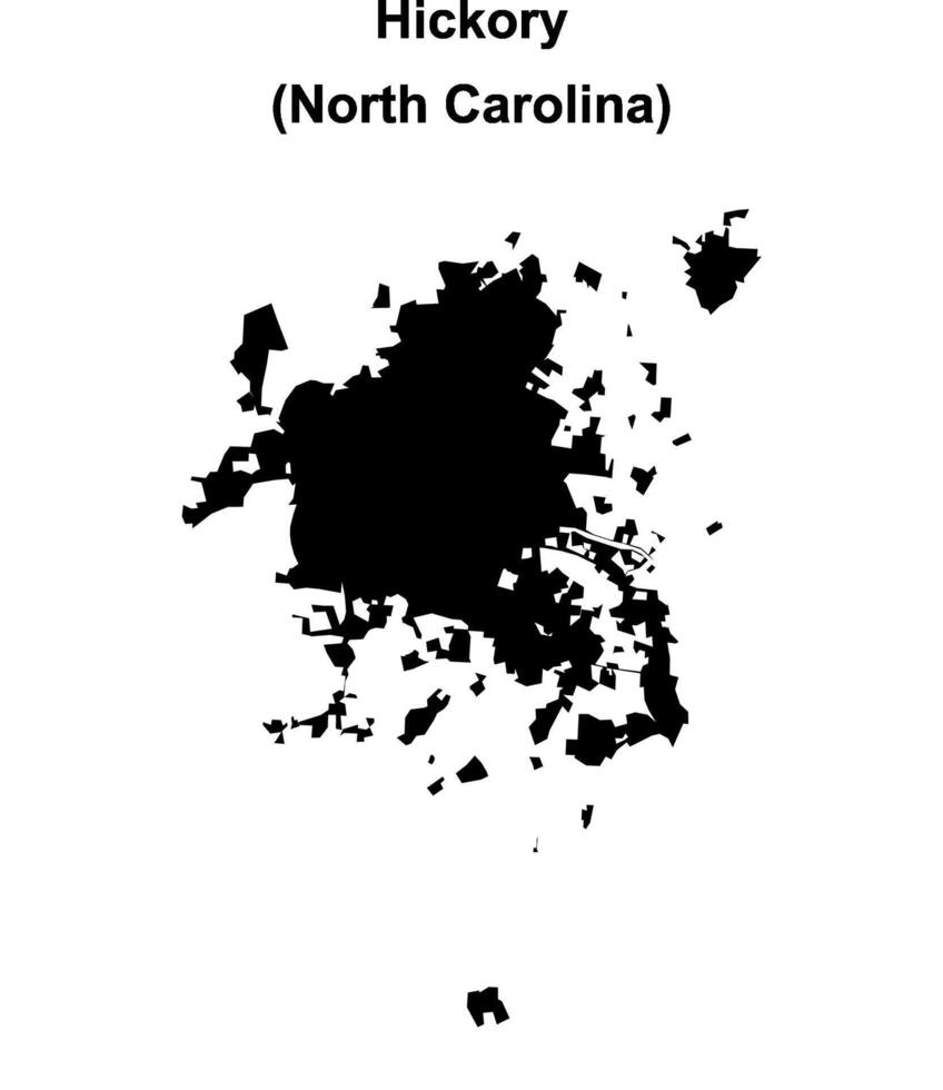 Hickory, North Carolina blank outline map vector