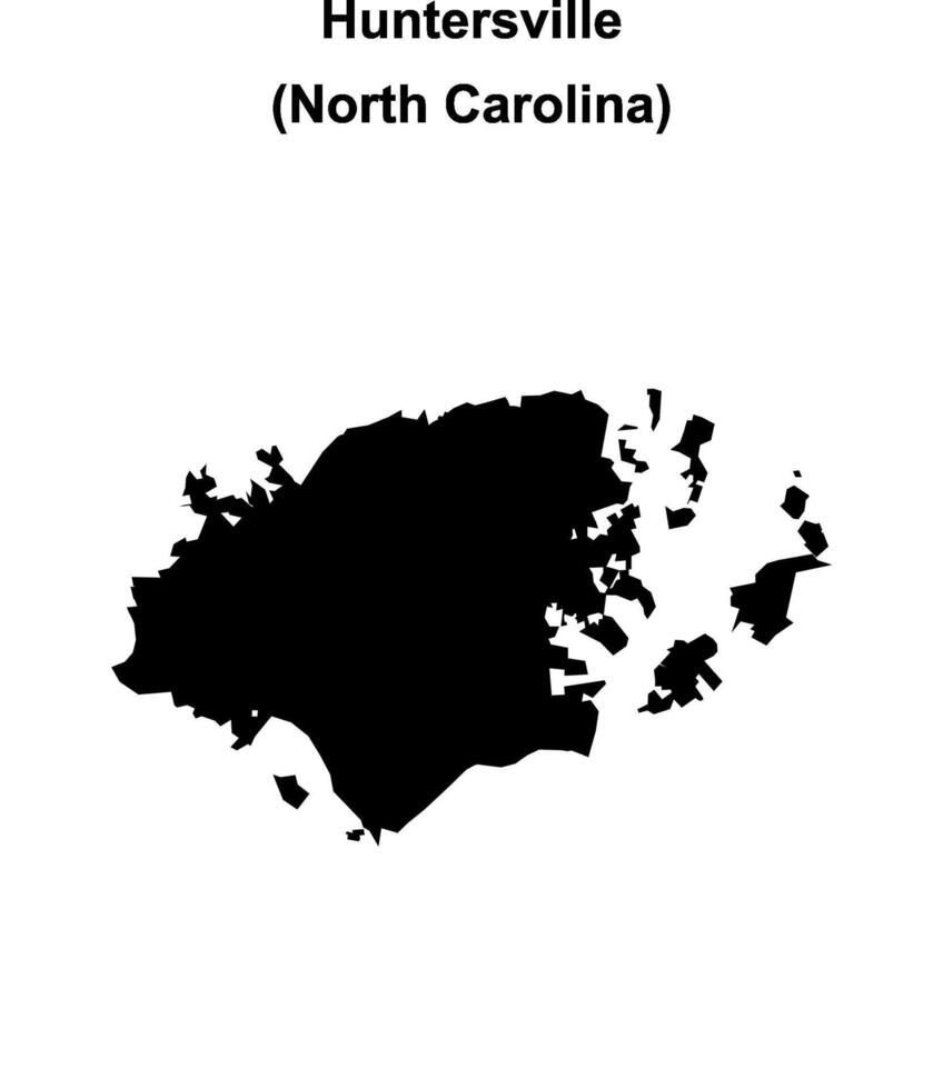 Huntersville, North Carolina blank outline map vector