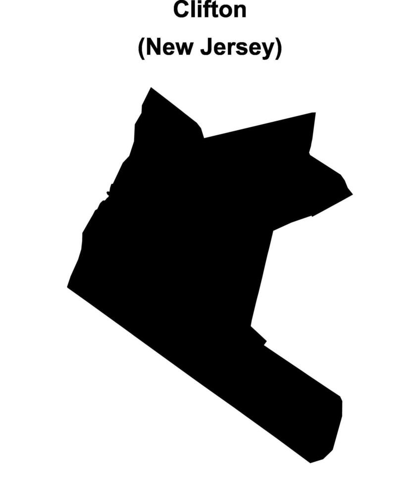 Clifton, New Jersey blank outline map vector