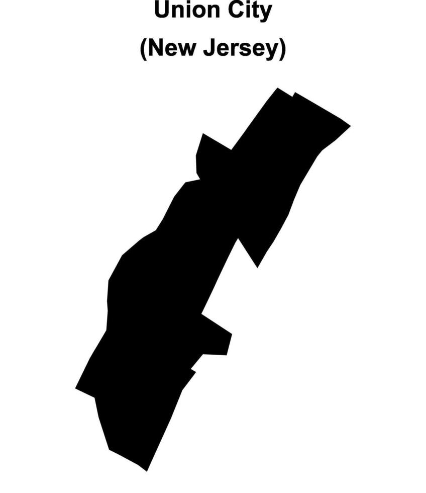Union City, New Jersey blank outline map vector