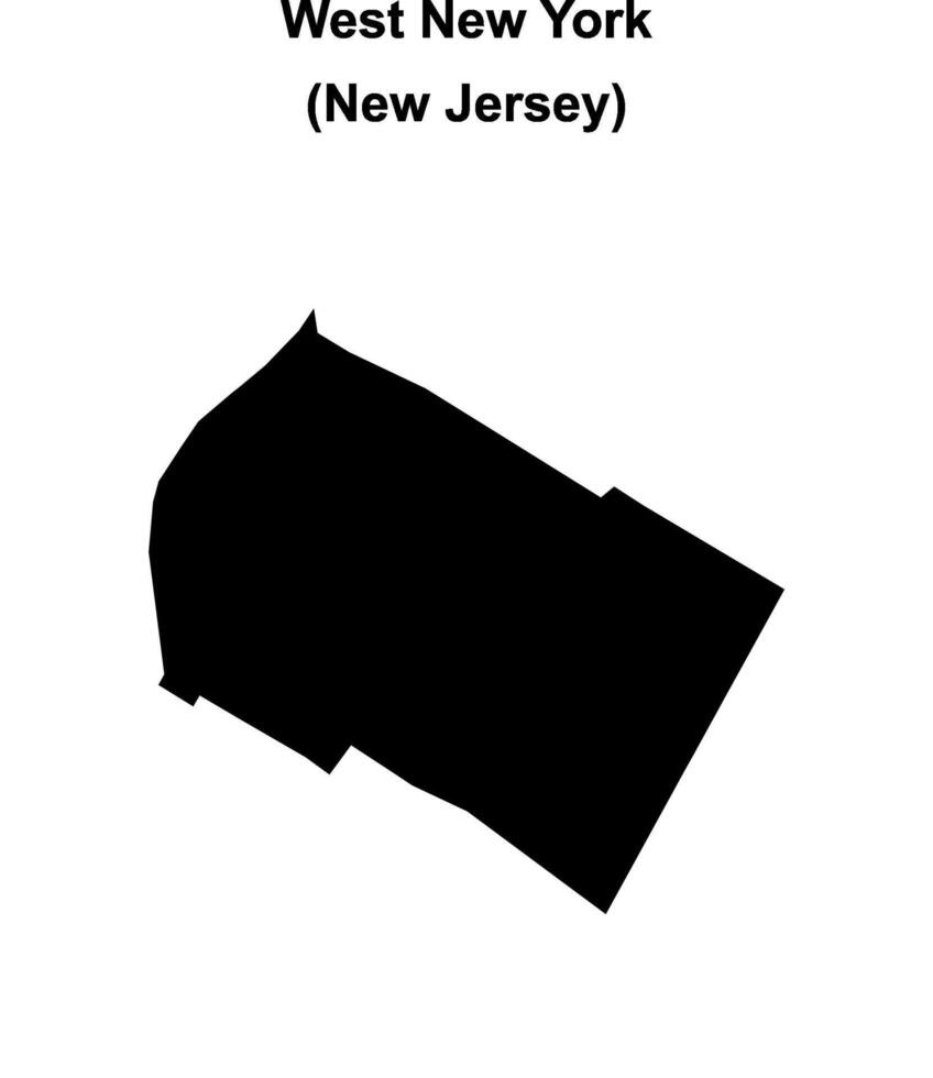 West New York, New Jersey blank outline map vector