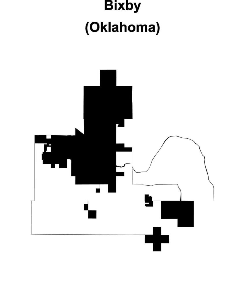 Bixby, Oklahoma blank outline map vector
