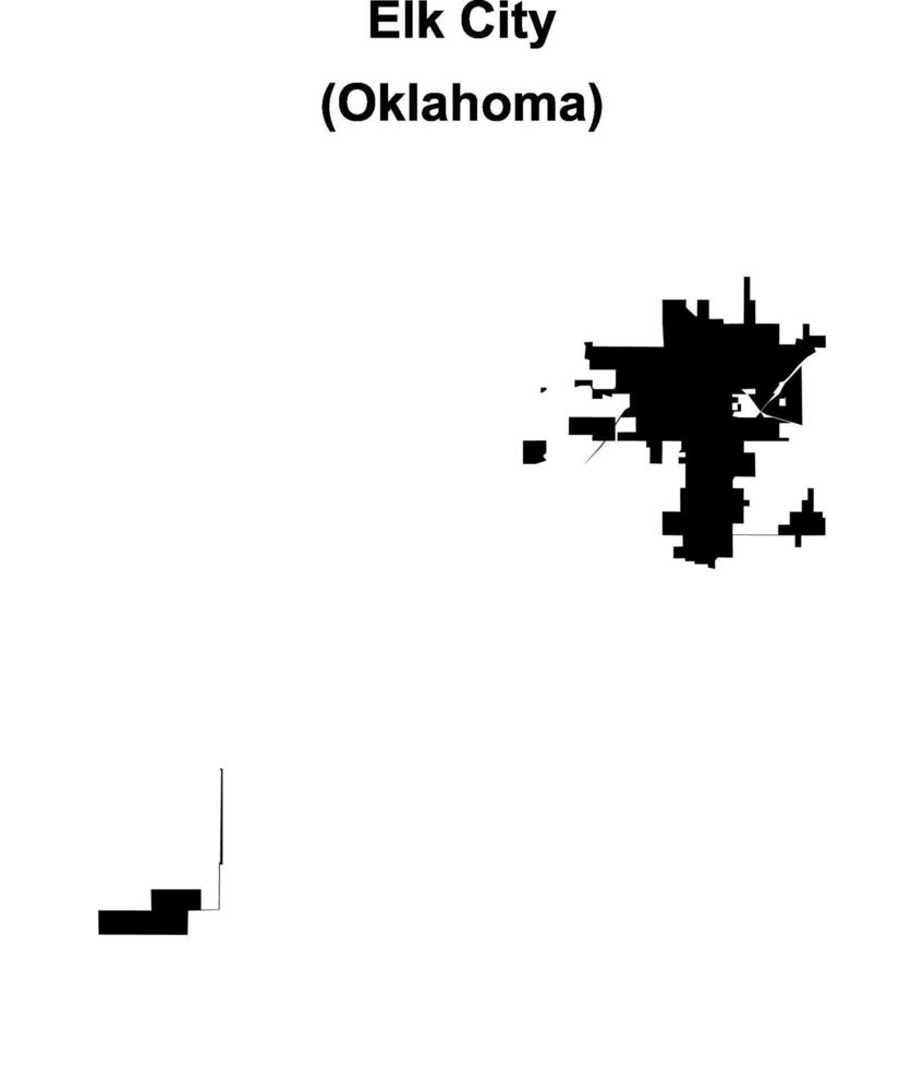 Elk City, Oklahoma blank outline map vector