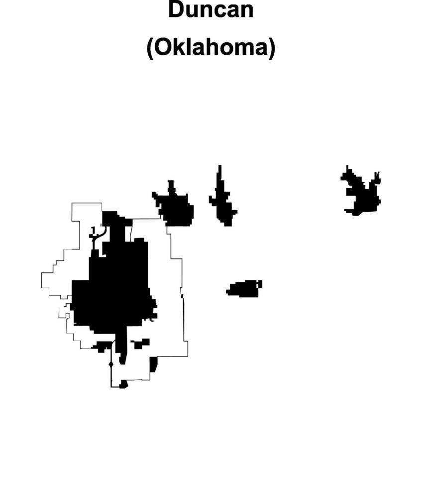 Duncan, Oklahoma blank outline map vector