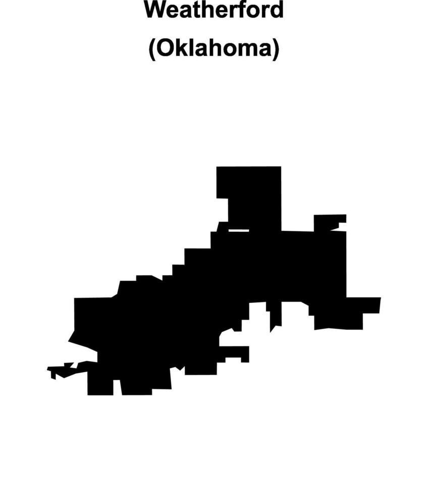 Weatherford, Oklahoma blank outline map vector