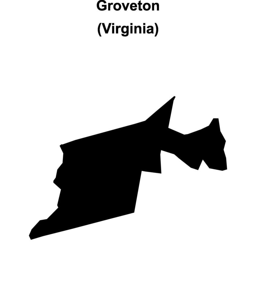 Groveton, Virginia blank outline map vector