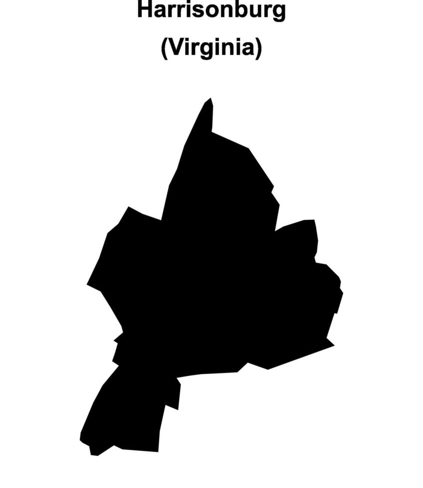Harrisonburg, Virginia blank outline map vector